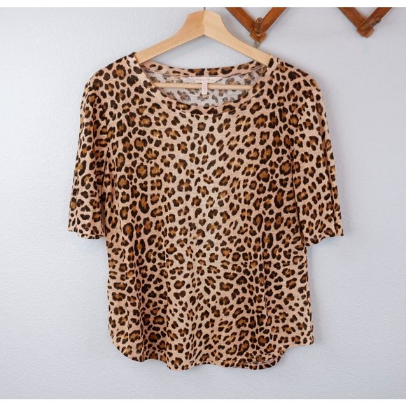 Rebecca Taylor Animal Print Linen Short Sleeve Blouse, size small - Picture 2 of 9